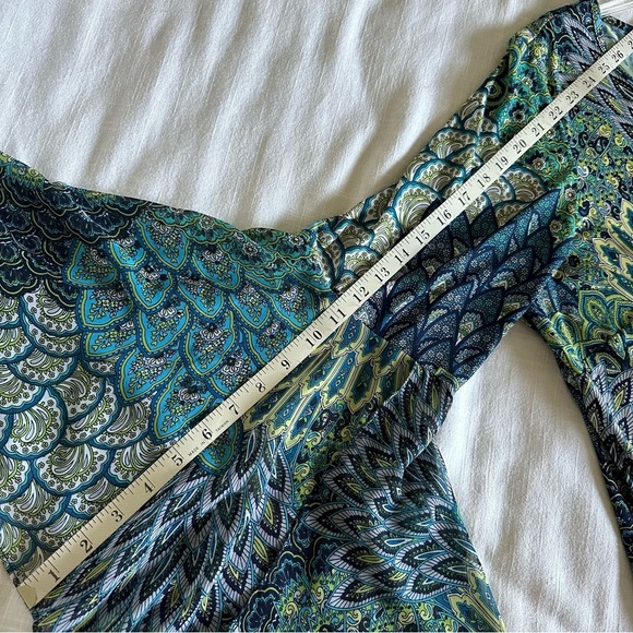 MSK Dress Womens L/XL Boho Tunic 70s Inspired Flowy Retro Bell Sleeve Stretch - Picture 6 of 11